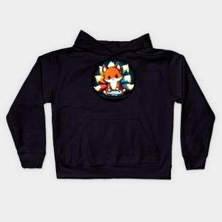 Cute Gamer Fox Playing Video Game Artwork Kids Hoodie